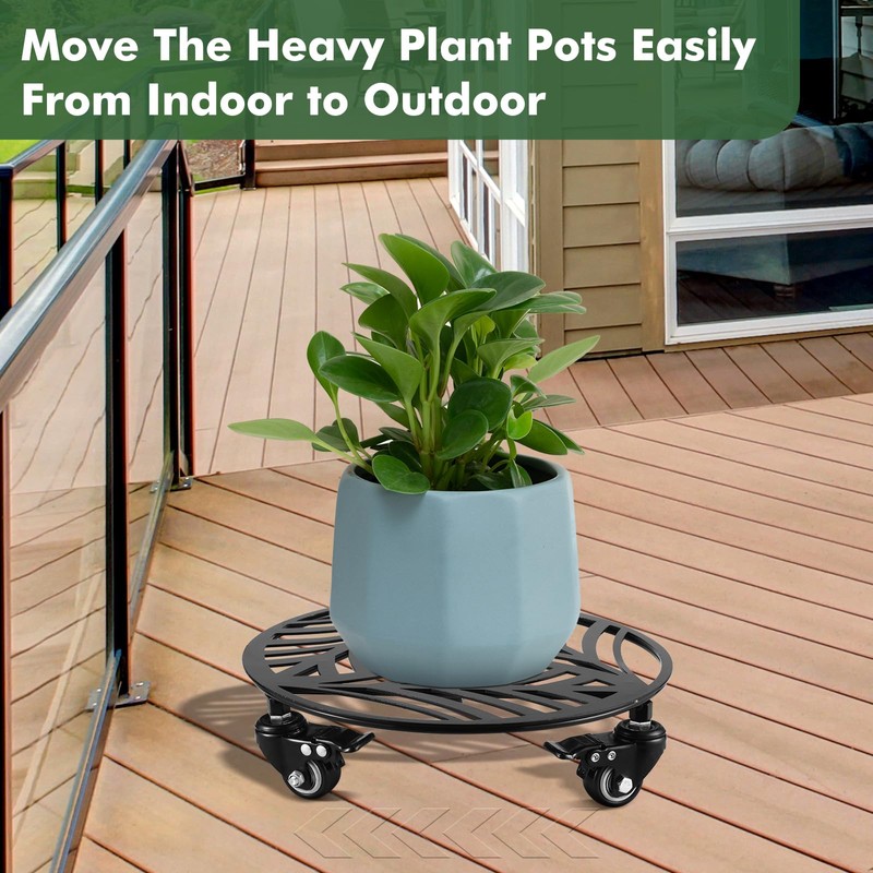 3 Packs Large Metal Plant Caddy with Wheels 13” Heavy-duty