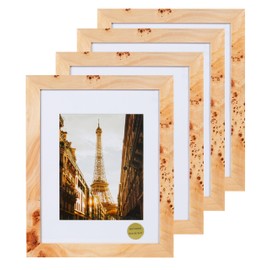 Concepts (Set Of 4 11x14 Burl Wood Picture Frames Matted To 8x10-NATURAL FINISH Picture Frames for Family Photos - Elegant Wallhung and Tabletop Decor in Bulk