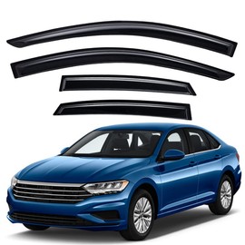 Lightronic Extra Durable Outside-Mount Auto Vent Window Visor, Fits 2019-2025 Volkswagen Jetta, UV Protection Rain Guard, Original Wind Deflector, No-Drill Easy Install, Dark Smoke, 4-Pcs