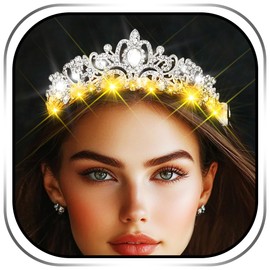 Urieo Light up Rhinestone Tiara LED Silver Crown Headband Glow Wedding Birthday Headpiece for Women