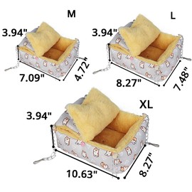 MANON ROSA Hamster Hideout Winter Bed - Cozy Pet Cage Accessory Heating Pad & Hanging Hammock Small Animals Syrian Sugar Gliders Chinchillas Squirrels Guinea Pigs Rats Rectangular Purple L