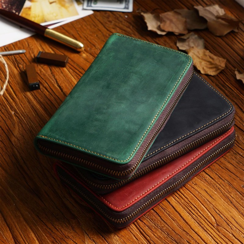 Pen Case, Genuine Leather, Pencil Case, Large Capacity, For Adults,