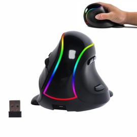 Wireless Ergonomic Vertical Mouse Rechargeable Large Mouse, Removable Palm Rest, 2400DPI, RGB Light Ergonomic Mouse,Wireless Vertical Mouse Rechargeable Optical Mice Silent Computer Mouse for Laptop