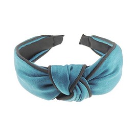 Womens Girls Evening Black Piping Trim Fabric Knot Twist Twisted Turban Wide Thick Formal Fancy Dress Headband Alice Band Hair Accessories Hairband Christmas Wedding Bridesmaid Party (Teal)