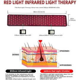Red Light Belt, 660nm and 850nm Infrared Light with Timer Setting, Red Light Therapy Lamp for Legs, Back, Waist, Shoulders, Neck, Portable Wrap Belt (31.5 * 8inch)