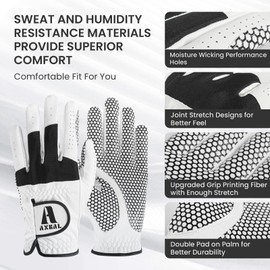 AXKAL Golf Glove Men Ultra-Grip 1 Pack, Premium All-Weather Breathable Golf Glove for Left Right Hand, Elegant Non-Slip Design for Enhanced Control Available in S M ML L XL (L, Left)