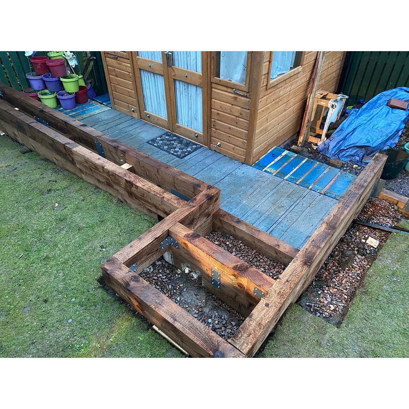 Indoor Outdoors 4 X Straight Railway Sleeper Brackets - Timber