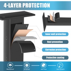 Patavin 36" Cable Railing Post – Fixed Top Mount Black Metal Level Cable Railing Posts,Suitable for Horizontal Deck Surfaces-1Pcs