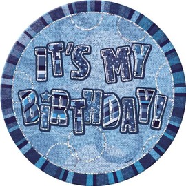 Unique Party 55270 - 6" Glitz Blue Giant Birthday Badge