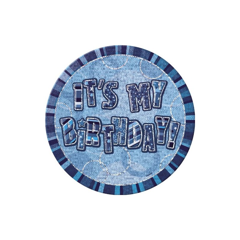 Unique Party 55270 - 6" Glitz Blue Giant Birthday Badge