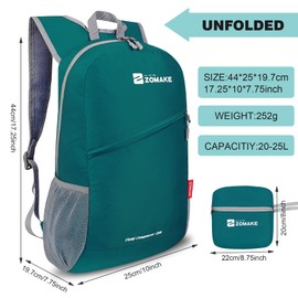 ZOMAKE Foldable Backpack 20L Lightweight Folding Backpacks, Water Resistant Small Travel Daypack for Hiking Camping Walking