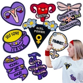 DBChan Girl Power Iron On Embroidery Patches, Feminism Sew On Patches, Pink Styles Applique Patch for Backpack Jacket Clothes Hat (A)