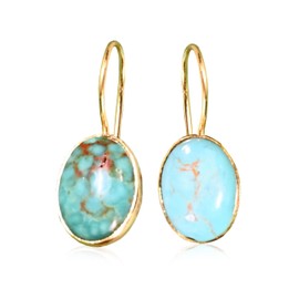 Joyfulmuze Natural Blue Turquoise Earrings-925 Sterling Silver 18K Gold - Teardrop Earrings for Women - December Birthstone Earrings - Christmas Gift for Women (Blue Turquoise-Gold)