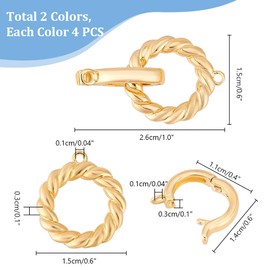 PH PandaHall 8pcs 18K Gold Plated Brass Fold Over Clasps 25.5mm Fold Over Clasp Extender, Double Bail Clasps Jewelry Extender Clasp for Bracelet Necklace Anklets Jewelry Making Accessories