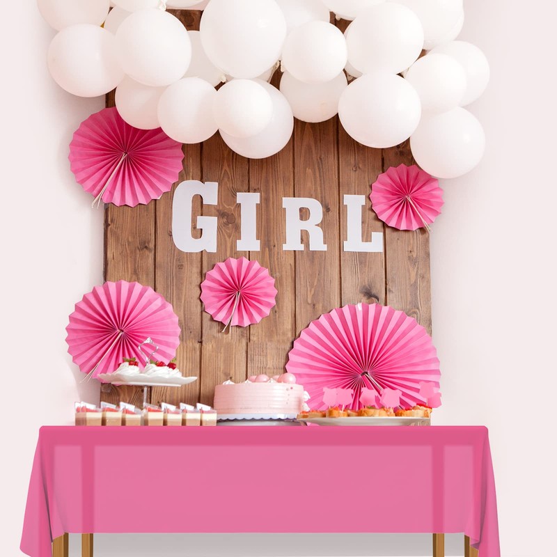 ELECLAND Plastic Table Cover - Hot Pink, 137 x 274