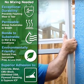 Blue Barrier Liquid Flashing 2-Pack, 20oz Sausage Tubes, Weather-Resistant Air Barrier for Window and Door Installations, Low VOC, Made in The USA