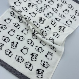 Imabari Towel Single-Sided Gauze Face Towel 13.4"x31.5" Chirashi Panda Monochrome Made in Japan Imabari Camping Yoga Gym Bath Spa Children's Cute Towel Panda