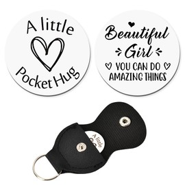 ShiQiao Spl Inspirational Gifts Token Keychains for Girls Daughter Birthday Graduation Gift for Girlfriend Niece Christmas Gifts, Beautiful Girl You Can Do Amazing Things PU Leather Keychain Engraved