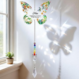 Butterfly Crystal Suncatcher Nana Gifts, Anniversary Butterfly Crystal Suncatcher from Daughter Son Children, Mum Grave Memorial Ornaments