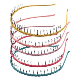 5 Pieces Tooth Comb Headband Hair Band Wrapped Metal Fashion Non-Slip Thin Bendable Decorative Fabric Headbands for Women and Girls B