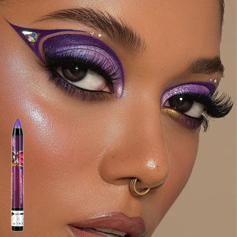Deep Purple Shimmering Eyeshadow Stick, Dark Purple Cream Eye Shadow