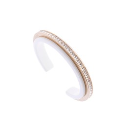 Karen Millen Resin Crystal Cuff Bracelet for Women (Gold/White)