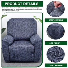 CRFATOP Stretch Recliner Cover 4-Pieces 1 Seat Recliner Chair Slipcovers Printed Fallon Collection Slipcover Recliner Lazy Boy Furniture Protector for Living Room,31