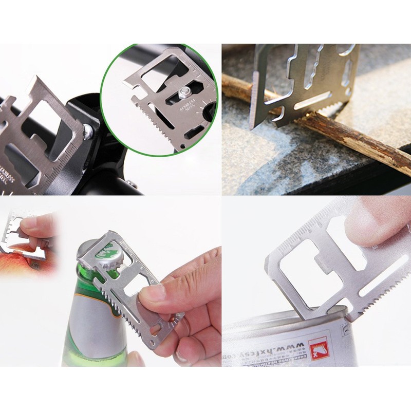 Credit Card 11-in-1 Survival Pocket Tool, Thickened Stainless Beer Opener