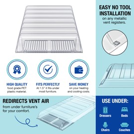 Ventilaider Magnetic Air Vent Extender for Under Furniture, Improved Stronger Plastic Material, Fits Floor Registers Up to 14" Wide, Dimensions: 1.5" Tall, 12.9" Wide, Extends From 17" Up to 33" Long