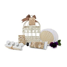 Römer Wellness La Volière Gift Set 8 Pieces 45ml Body Lotion 35g Soap 1 Sponge 2 Toe Separators and 2 Wooden Sticks + Decorative Cage Patchouli Vanilla Scent Dimensions: Approx. 11 x 11 x 18 cm