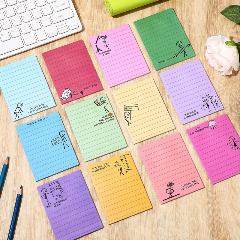 Saypacck 12 Pcs Funny Sticky Notes for Work 4x3 Inches