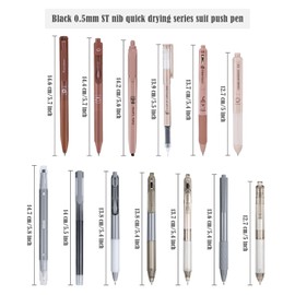 BAYTORY 11Pcs Gel Pens and 2Pcs Highlighter, Aesthetic Colored Casing, Black Ink 0.5 Fine Point Pen for Journaling Planner, School & Office Supplies (Grey)