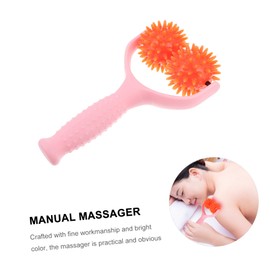 BIUDECO Manual Muscle Roller Stick with Handle Portable Self Massage Tool for Neck Shoulder and Durable Pink Massage Roller for Muscle Relaxation and Soreness Relief