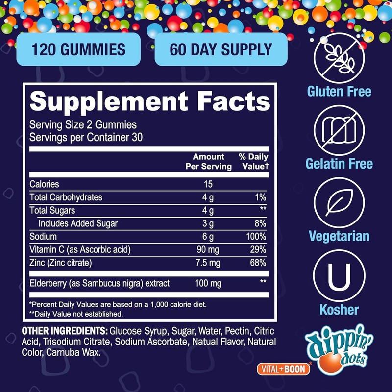 Vital+Boon - Elderberry Gummies with Vitamin C & Zinc (120