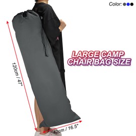PATIKIL 47 Inch Camp Chair Replacement Bag, Foldable Camping Chair Bag 900D Oxford Large Mouth Carry Bag with Adjustable Shoulder Strap for Outdoor Camping, Gray
