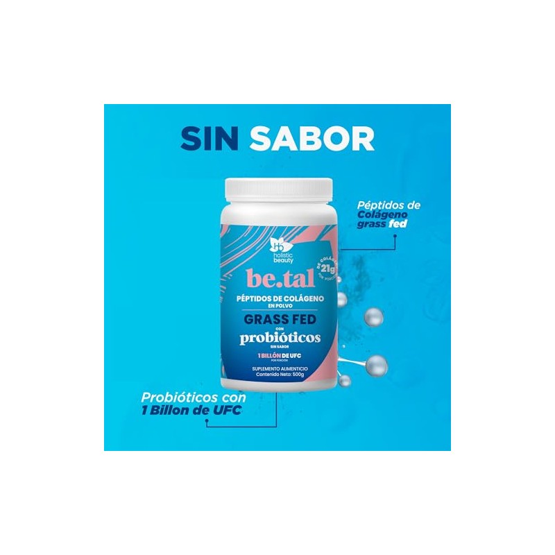 Holistic Beauty Peptidos Colageno Grass Fed Polvo Tal Natural Sabor