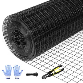 Tongmo 24" x 100' Black Hardware Cloth, 1inch Mesh Chicken Wire Fence, 19 Gauge Vinyl Coated Wire and Welded Wire Roll,Garden Fence, Poultry Netting for Rabbit/Duck/Chicken Coop