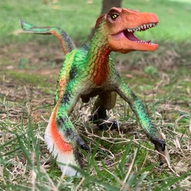 Gemini & Genius Utahraptor Dinosaur Toy Figure, Troodon Dino with Articulated Jaw Dinosaur Toys, Realistic Feathered Velociraptor Action Figure, Gifts and Party Supplies for Kids