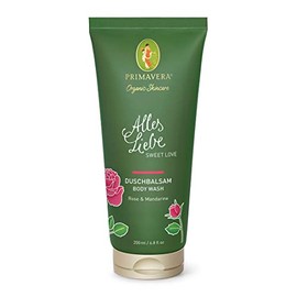 PRIMAVERA Alles Liebe Shower Balm 200 ml - Gift for Women, Shower Gel, Natural Cosmetics - Roses, Mandarin Fragrance - Gently Cleanses, Moisturising - Vegan