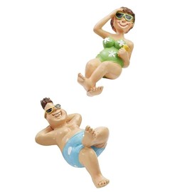Souvenirs 3870393 Set of 2 Bathing Tourists for Deckchairs Approx. 6 cm and Bathing Holidaymakers cm Blue Green