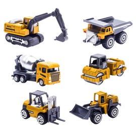 6 Pieces Construction Toys Trucks Set Diecast Metal Engineering Construction Vehicles- Forklift Excavator Dump Tractor Truck Kids Play Vehicles Cars for Boys 3-5 6 7 8 9 Birthday Gift
