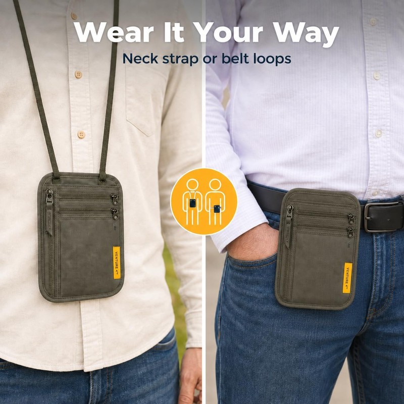 VENTURE 4TH Portadocumentos de Cuello Cartera de Viaje con Tecnología