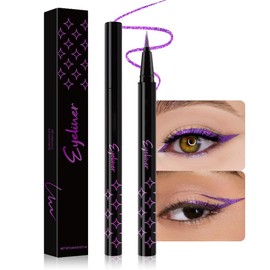 HHLTOH Violet Purple Metallic Glitter Liquid Eyeliner Pen – Long-Lasting Sparkly Waterproof Eyeliner for Women & Men – Tattoo-Effect Eye Makeup for Parties – Delineador Líquido con Brillo 05