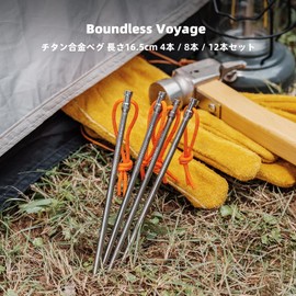 Boundless Voyage Ti4005P Tent Pegs, Set of 4/8/12, Carbide Abrasion Resistant, Titanium Alloy, Outdoor Camping Equipment Pegs, Hard Soil, Sand, Grass Tarp Peg (Set of 8)