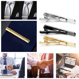 Metal Tie Clips for Men Tie Bar Pinch Clips Tie Bar Tie Bar Clip Necktie Pinch Clip Business Tie Bar Tie Accessories for Wedding Anniversary Business Valentines Day and Daily Wear (Gold)