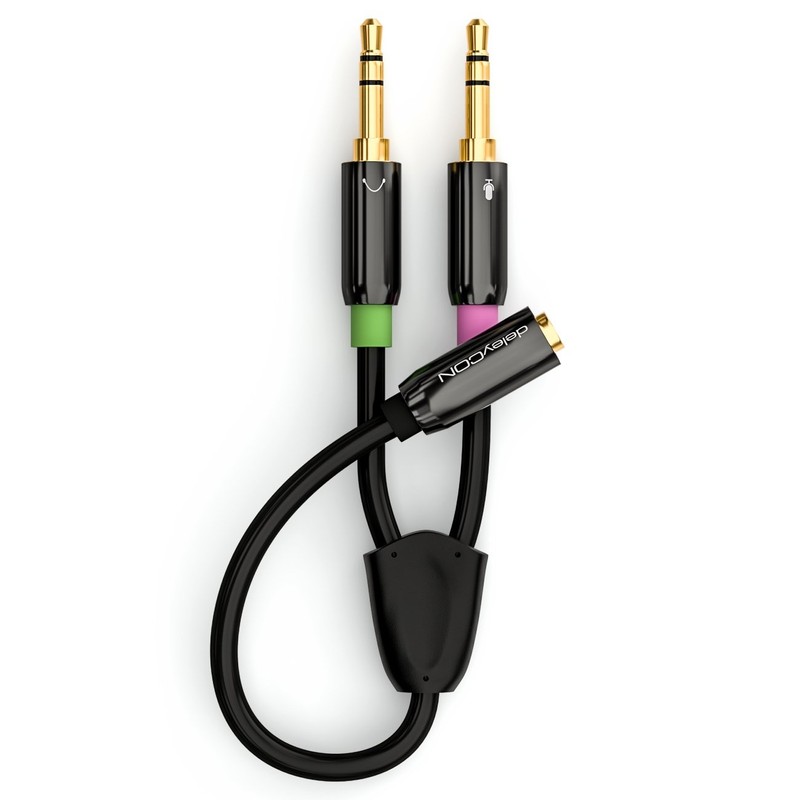 deleyCON Headset PC Laptop Adapter - Audio Jack Y Adapter