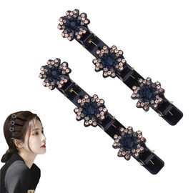 Rhinestone Braided Hair Clips for Styling Hair Accessories for Girls Women Elegant Braiding Hair Clips Barrette Shiny Duck Billed Hair Clips for Women Crystal Stone Braided Hair Barrettes Clip