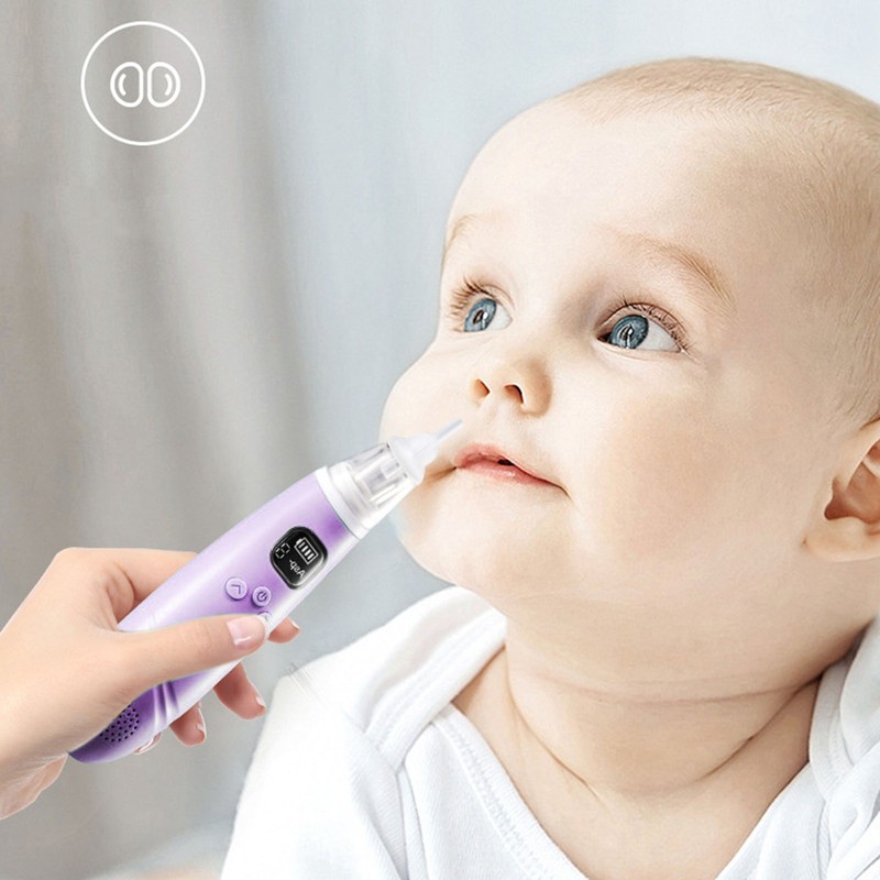 Electronic Infant Nose Aspirator Adjustable Suction Level Music Light Soothe