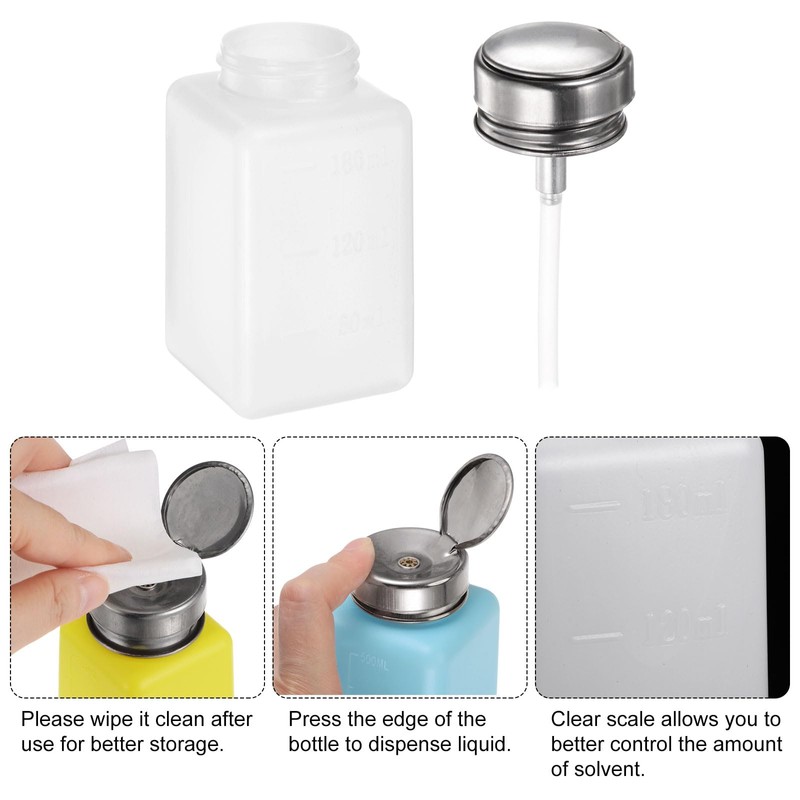 sourcing map 3pcs Solvent Alcohol Dispensers 180ml(6oz) Push Down Liquid