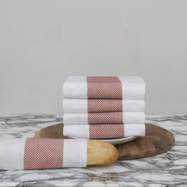 Sticky Toffee 100% Cotton Tea Towel - Red Mini Chequered Pattern, Pack of 5 | Kitchen Towel Set | Absorbent, Strong, Quick Dry & Machine Washable | For Home Decor & Bathroom Accessories
